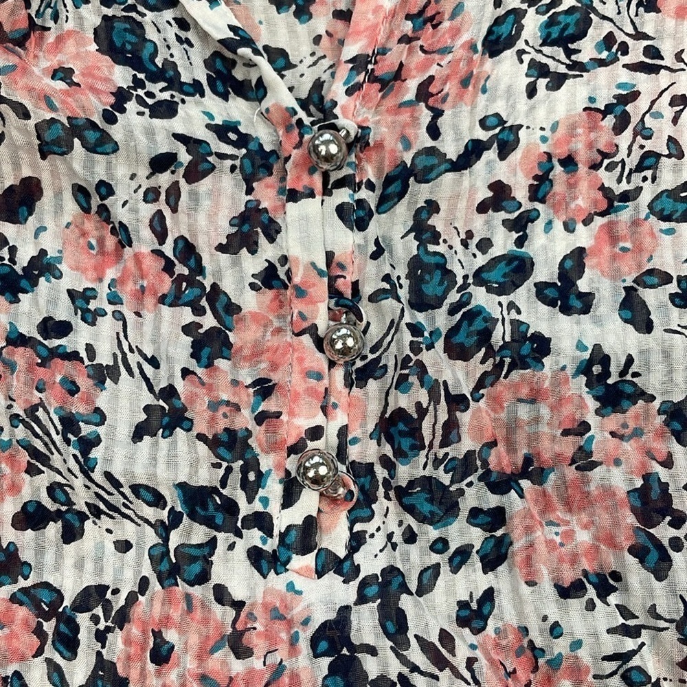 Veronica Beard Antonette White Floral Ruffled Silk Blouse Long Sleeve Sheer Sz 2 - Picture 15 of 16
